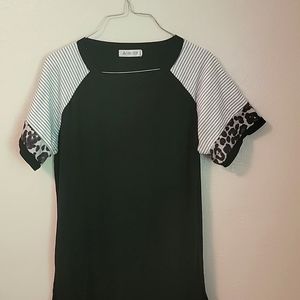 Black Shirt with Cheetah print